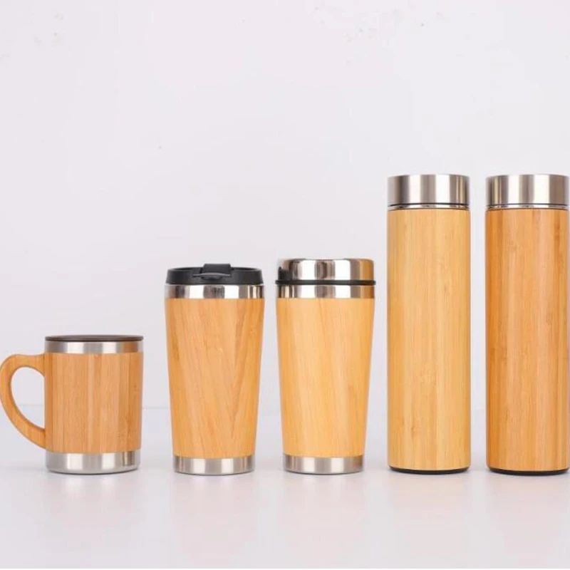 Bamboo fiber reusable coffee cup for stainless steel coffee water bottle