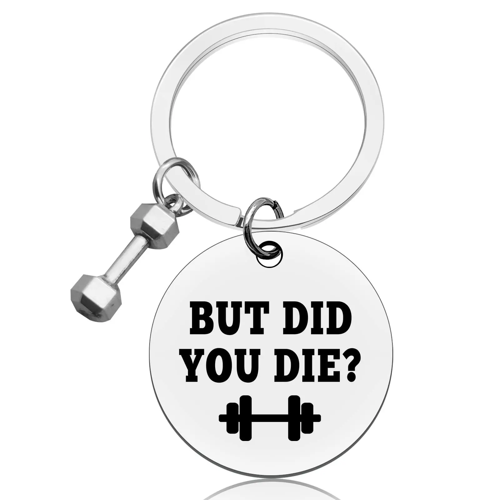 weightlifting stainless steel keychain BUT DID YOU DID fitness people key chain sports meeting gift fitness key ring