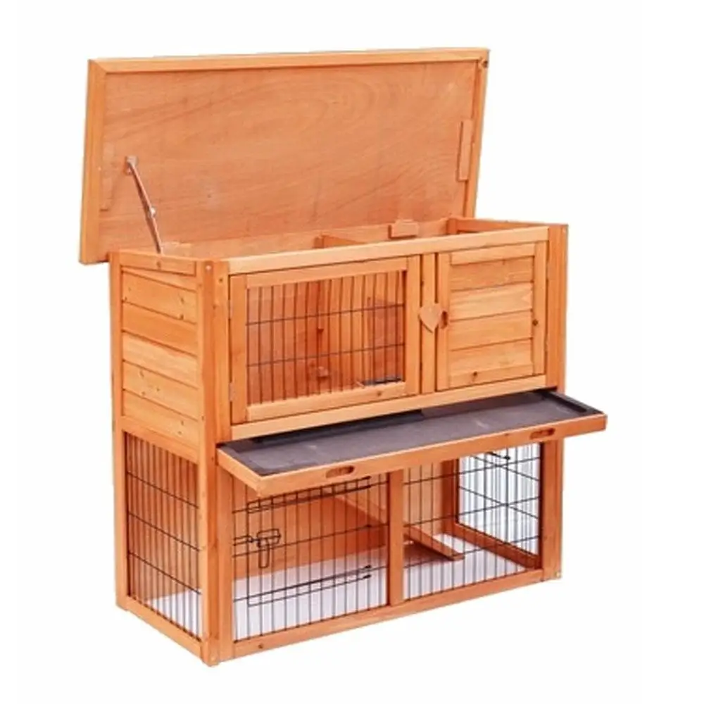 Wooden 36 Inch 2 Tiers Chicken Coop Hen House Poultry Pet Cage