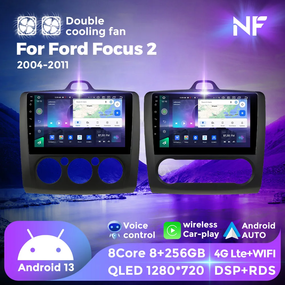 NaviFly NF newest Android qled screen 360camera car play  autoFor Ford Focus 2 2004-2011 support steering wheel control