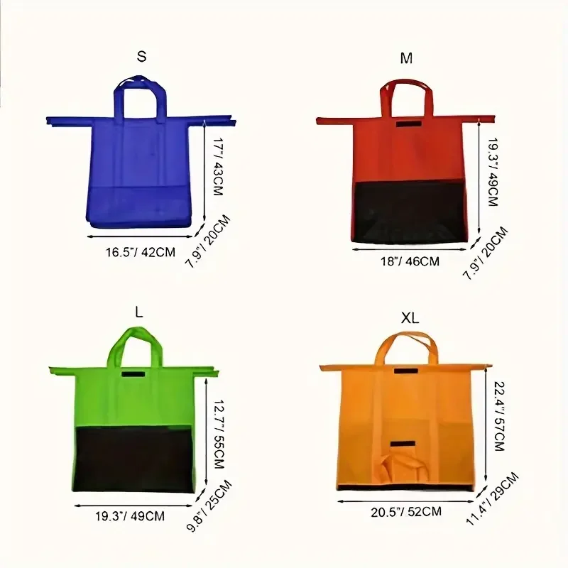 4pcs/Set Thicken Cart Trolley Supermarket Shopping Bags Portable Foldable Reusable Eco-Friendly Shop Handbag Store Shopper Totes