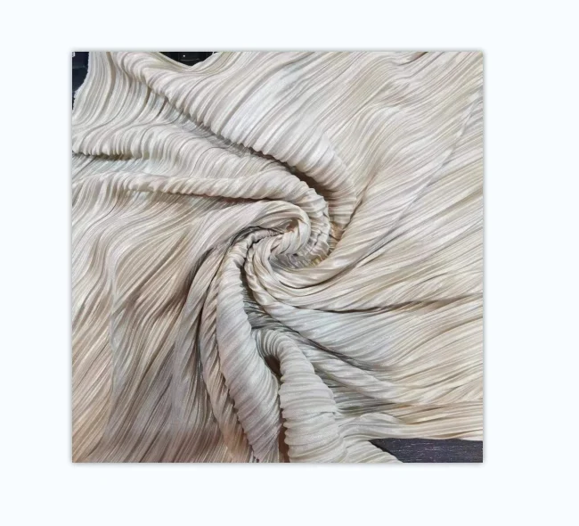 2024 Shiny  gilding  crinkle  Accordion Pleated Satin Fabric 100% Polyester Glittery Silk Satin for dress