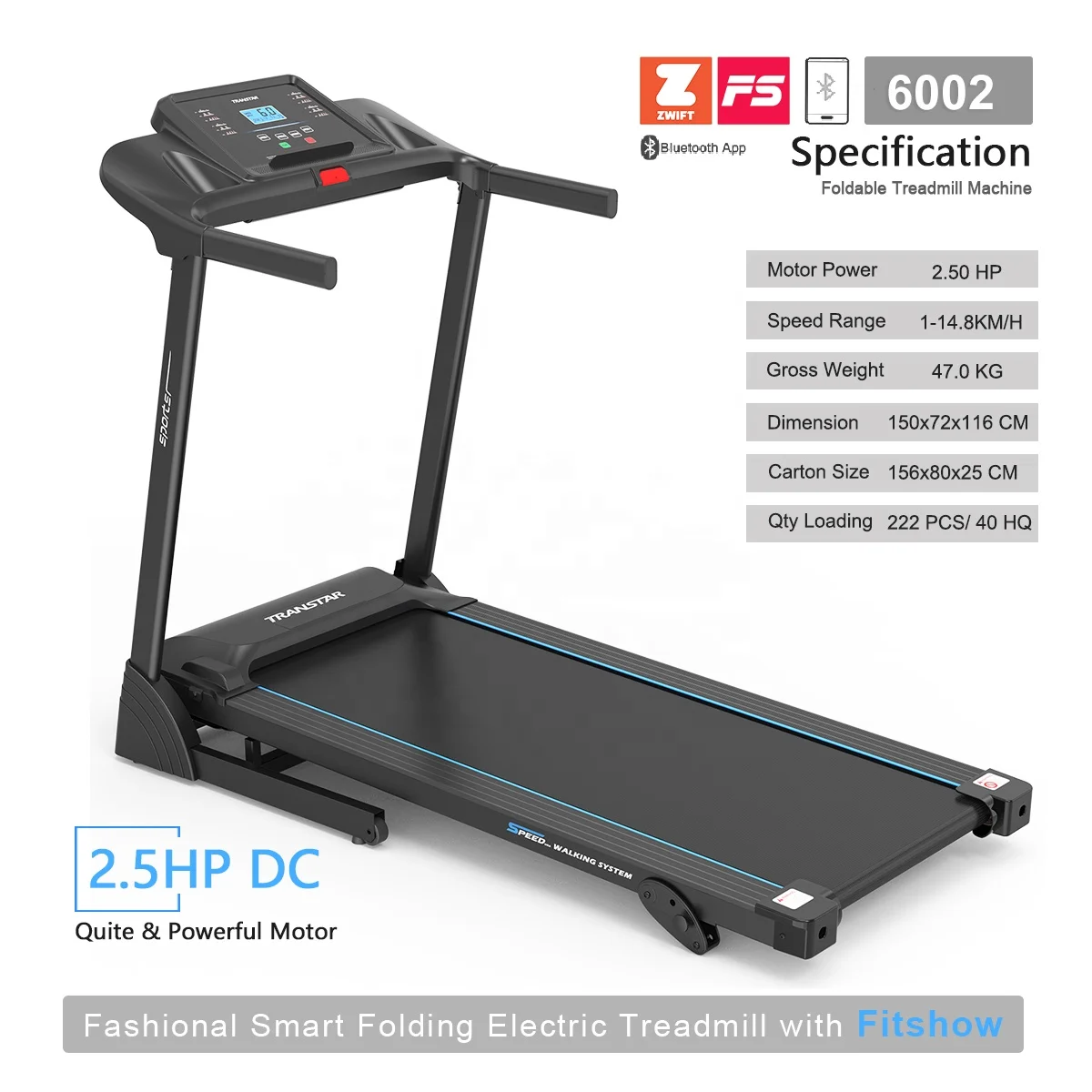 2023 Home Gym Fitness Electric Foldable Treadmill Folding Cinta De Correr Profesional with 2.5HP DC Motor