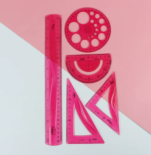 PVC material flexible geometric ruler set with combination color