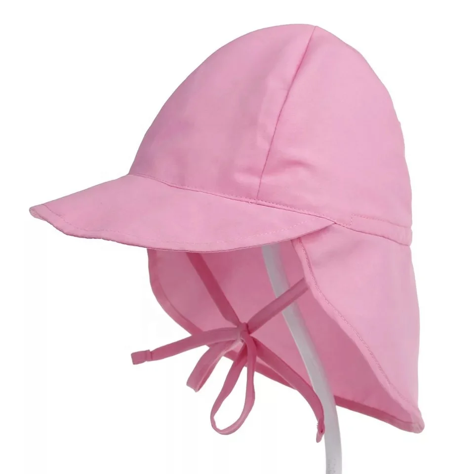 RTS Wholesale unisex adjustable children neck protection sun hat UV protection kids swimming cap baby beach hat with string
