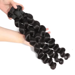 Loose Deep Wave Remy Human Hair Brazilian Hair Weave Bundles With Closure Peruvian Hair Bundles 4 pieces
