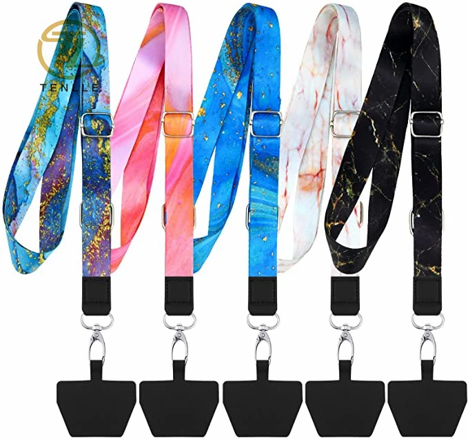 Universal Cell Phone Lanyards Adjustable Neck Strap Polyester Crossbody Lanyard with Detachable Pads