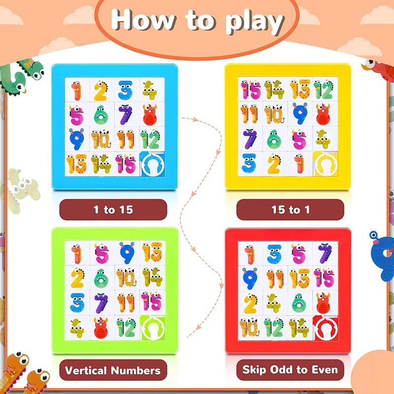 15 Colorful Number Brain Teaser IQ Game Christmas Party Toys Educational Learning  Promotional Toy Plastic Sliding Puzzle