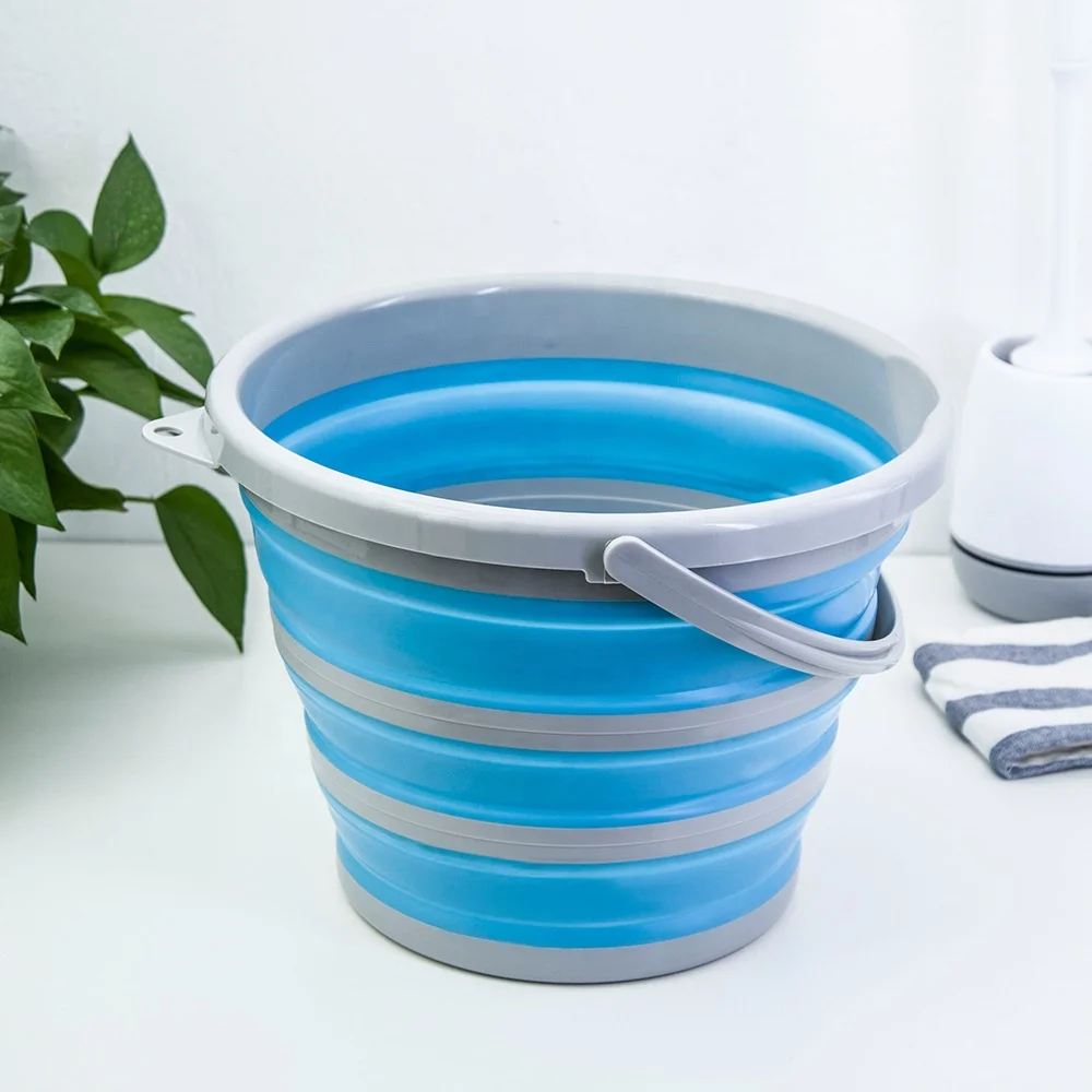 Outdoor Bucket Water Storage Container 10L Silicone Collapsible Buckets for Camping Fishing BBQ Car Washing