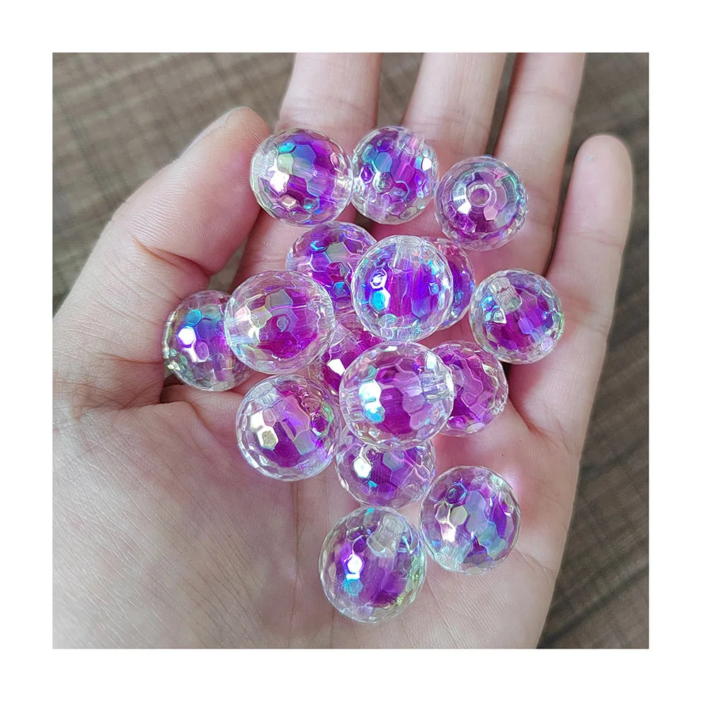High Quality 16mm Round Clear Plastic Beads Transparent AB Color for Jewelry Making Acrylic Beads