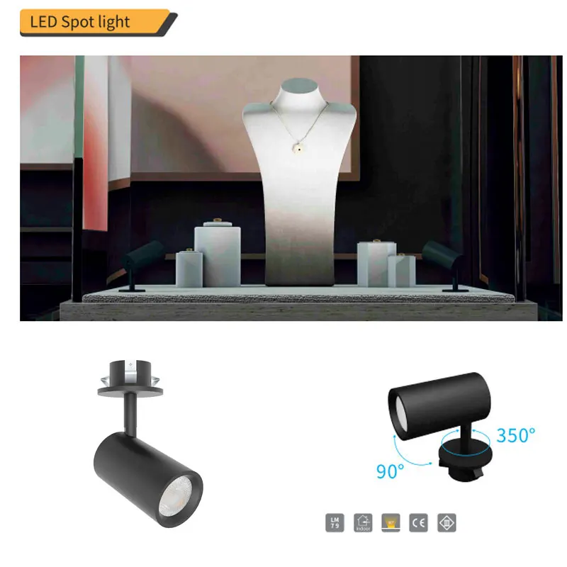 Jedver New Design LED Spotlight Cut Out Led Downlight for Indoor Dimmable Recessed Adjustable Spotlight Modern Elegant 79 Black