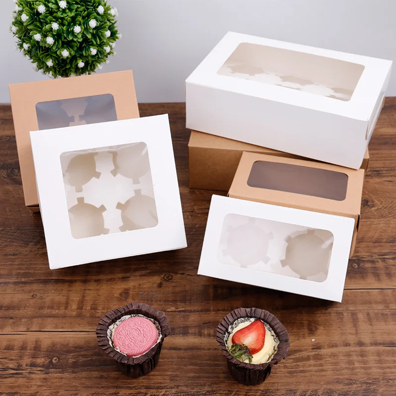 Wholesale mixed with multiple sizes 4 6 cupcake box 12 hole bakery cake box packaging