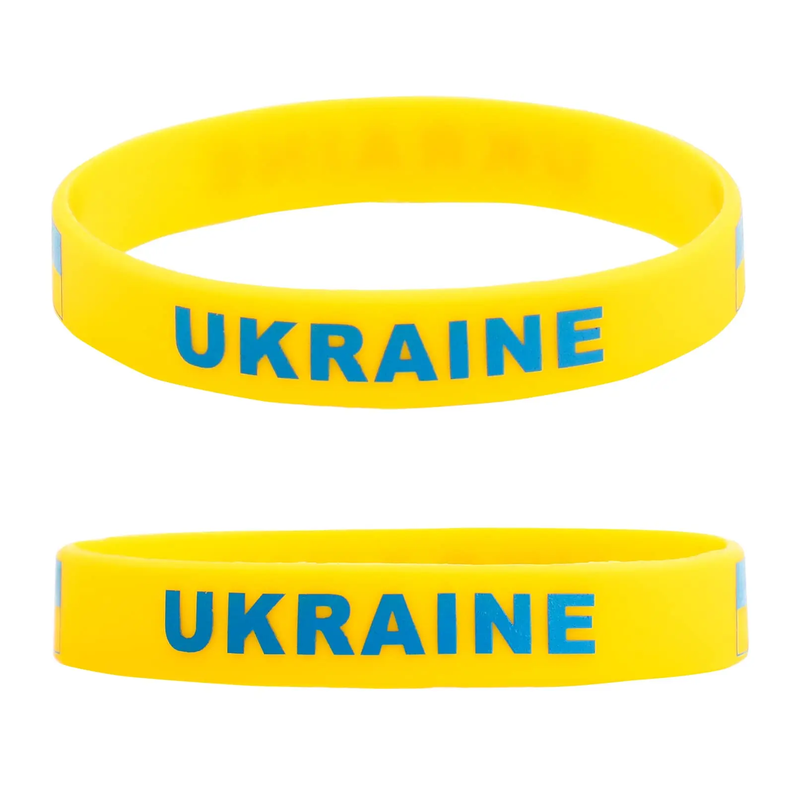 Soccer Ukraine Country National Flag Rubber Wristband Yellow Football fitness Sports Elastic Silicone Bracelets