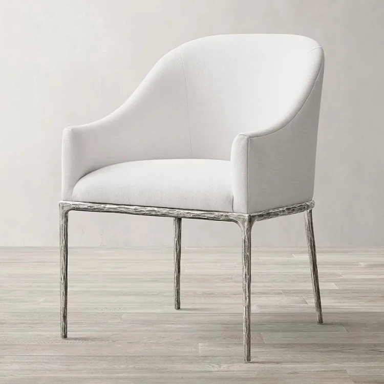 Factory Supply Antique Style Thaddeus Barrelback Slope Fabric Dining Armchair