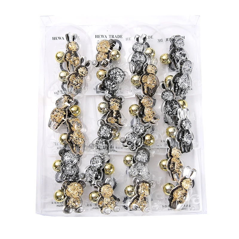 24PCS/box New Raccoon Rhinestone Elastic Hairband Ponytail Head Rope Diamond Hairband Rubber Band Ladies Hair Rope Wholesale