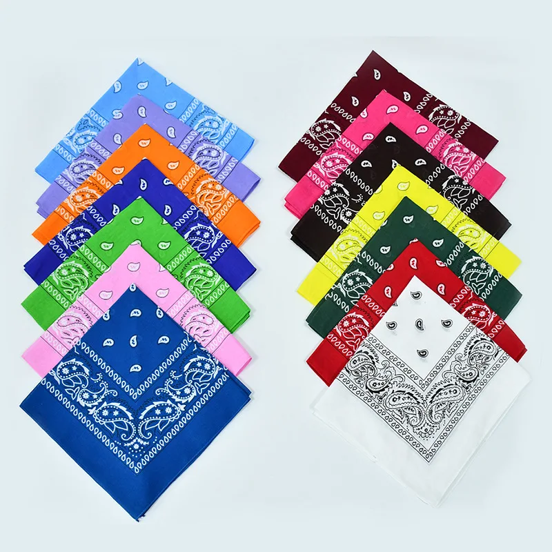 High Quality Colourful 100% Cotton Multifunction Custom Sports Cycling Bandana Scarf Double Sided Printed Square Paisley Turban