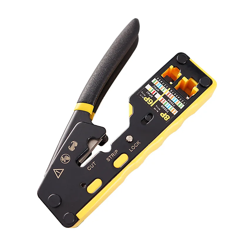Оптовая продажа 8p/6p Cat3 Cat5e Cat6 модульный разъем RJ45 обжимной инструмент пропуск через резак Ethernet все-в-одном проволочный