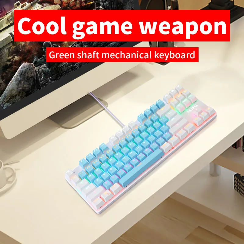 Best-selling 87 Keys Green Axis Gaming Gaming Desktop Computer Office Notebook Real Mechanical Keyboard