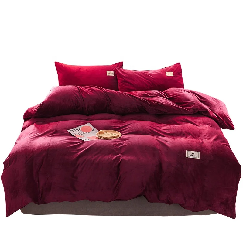 
 Оптовая продажа, домашние наборы белья из молочного бархата, однотонный Комплект постельного белья большого размера  