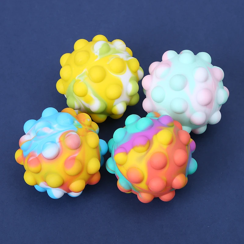 Hot Sale New Design 3D Balls Shaped Silicone Push Pop Bubble Stress Relief Fidget Sensory Toys for Kids