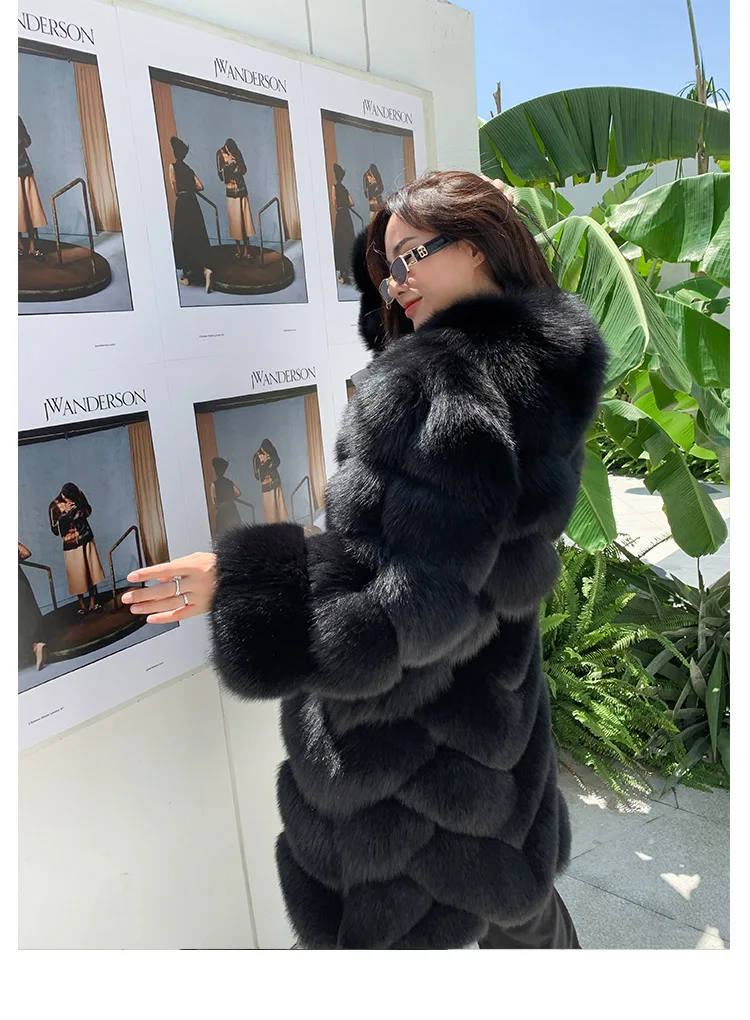 High-end Fur Coat Classic Styles Long Fox Fur Coat Jacket Custom Size Real Fox Fur Coat Long