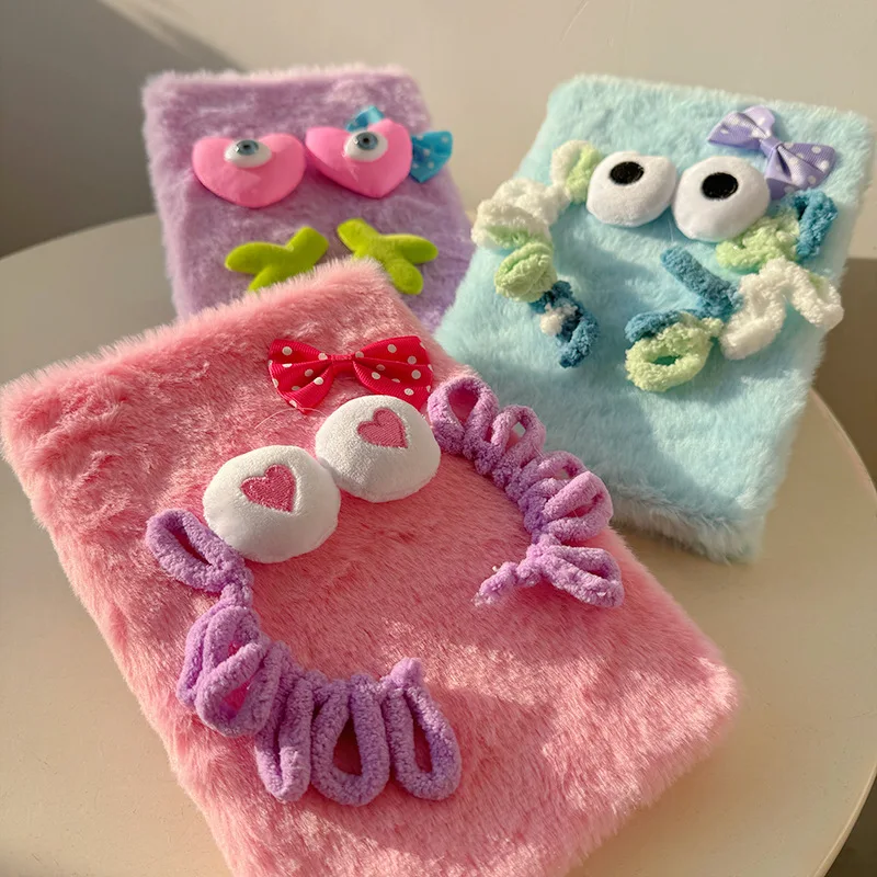 Cute big-eyed plush notepad with personality, Korean version, girlish notebook, good-looking account book