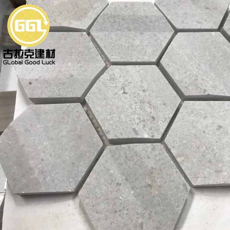 Matte Surface Grey Marble Nature Mosaic Tile Hexagon Stone for Floor Wall