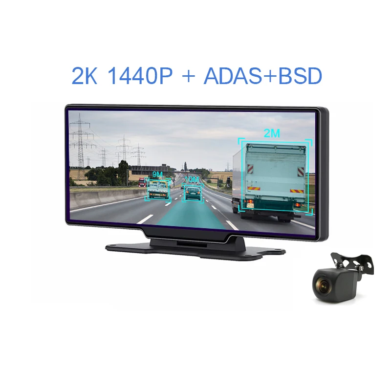 10 26 дюймов фронтальная камера 2K заднего вида 1080P видеорегистратор с двумя камерами ADAS + BSD Автомобильный автомобиль blackbox 1440P функцией ночного видения