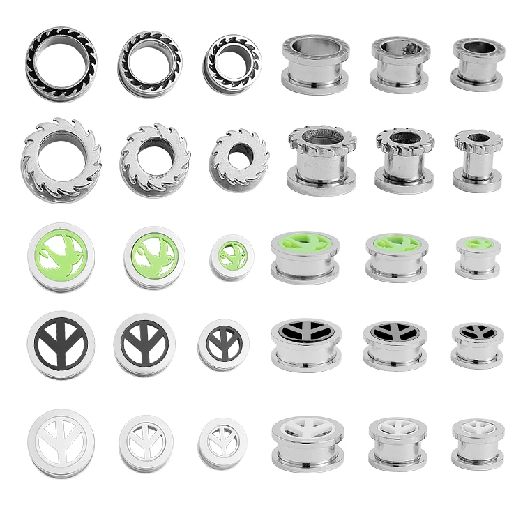 Fashion Women Man Ear Gauges 316 Stainless Steel Gold Plated Zircon Ear Plugs Tunnel Piercing