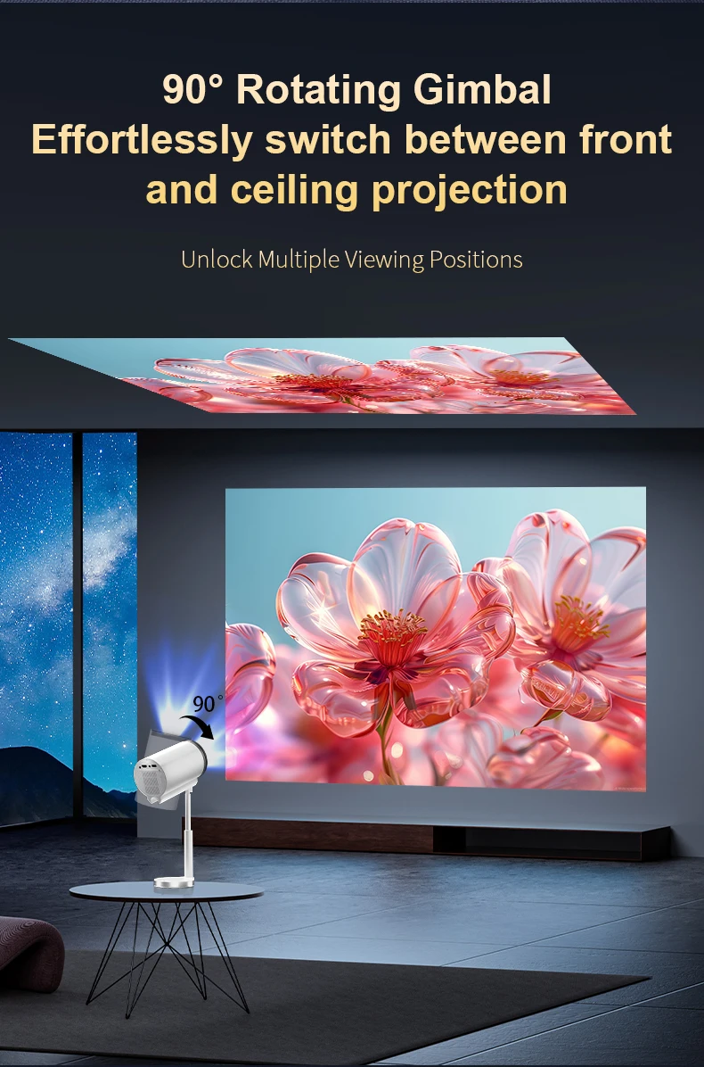 Factory Direct Sales TS-7 Projectors High ANSI Smart Projector with 3W Speaker Sound 4K Home/Outdoor Movie Projector