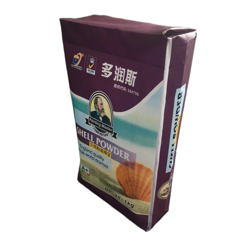 Empty 20kg 25kg Bag Plastic PP Woven Block Bottom Bag for Grout Putty Tile Adhesive Powder Cement with Tuck In Sleeve