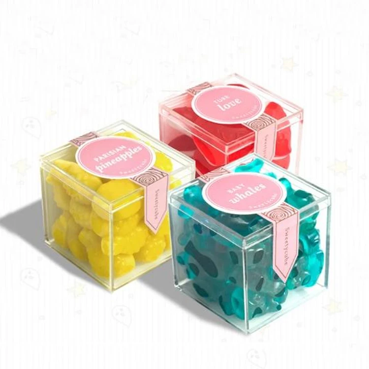 Plastic Small Food Grade Candy Acrylic Box 2x2x2 inch Clear Acrylic Cube Wedding Sugar Favor Box