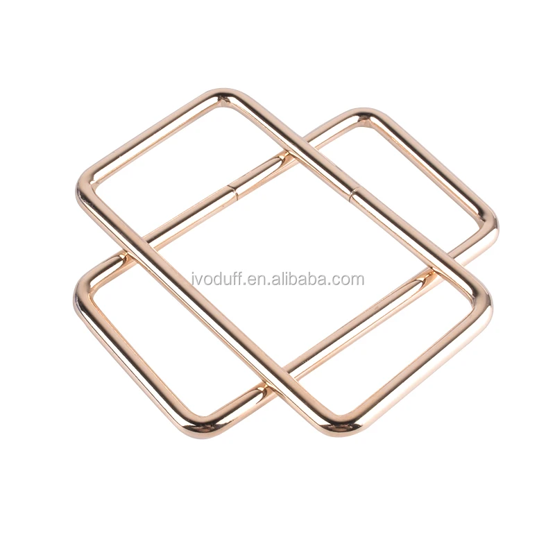 Ivoduff 100*50mm Light Gold Color Metal Rectangle Bag Handle Ring For Handbags