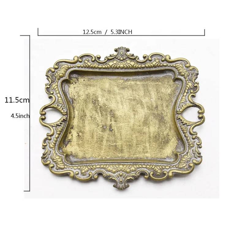 Luckywind Wholesale Manufacture Custom Antique Trinket Dish jewelry ring tray Holder Vintage Golden Metal jewelry Display Tray