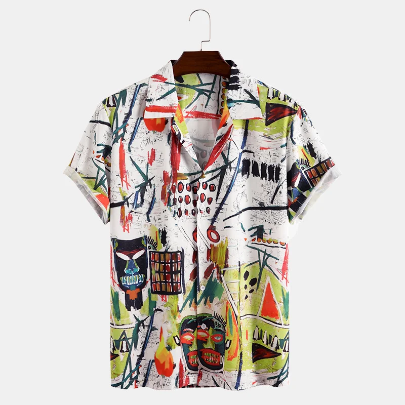 puls size Shirt for Mens Hawaiian chemise homme Style digital Printing for Men Design fat Regular Fit Buttons Clothings Shirts (1600273325396)