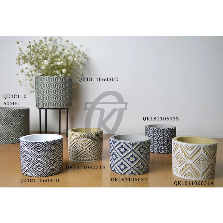 Custom Cheap Low MOQ Round Clay Fiber Hydroponics Small Plant Pots Decorative Cement Flower Pot Mini Indoor Planter