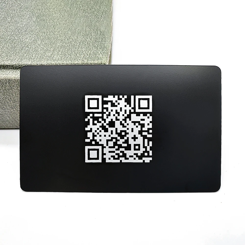 Customized metal membership card matte black stainless steel bank credit card size metal business card with qr code