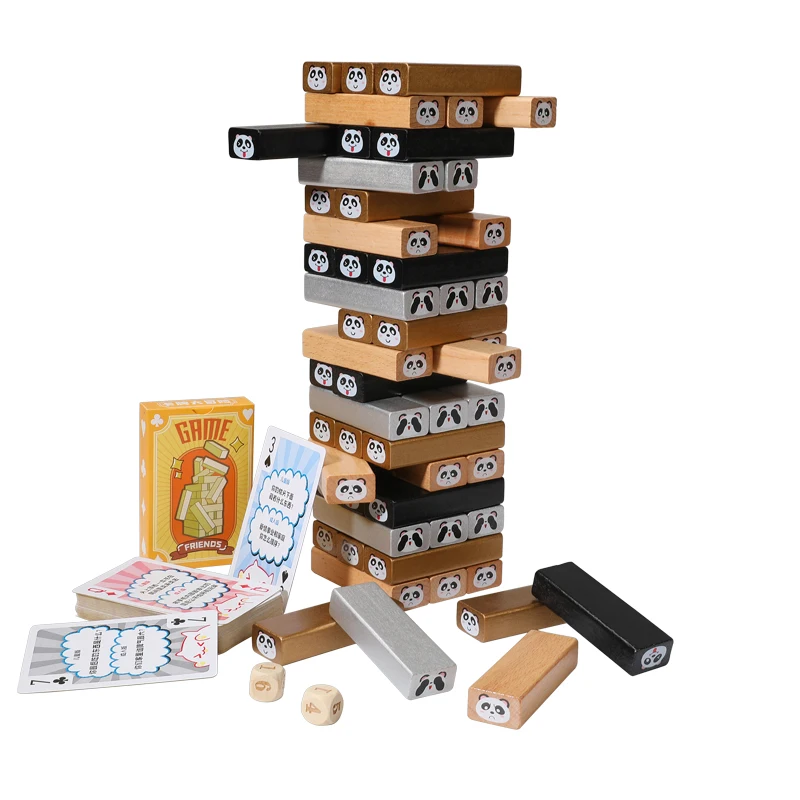 Wholesale 48pcs Educational Giant Hardwood Fort Building Kit Construction and Electronic Toy Tower Game Wooden Blocks Set
