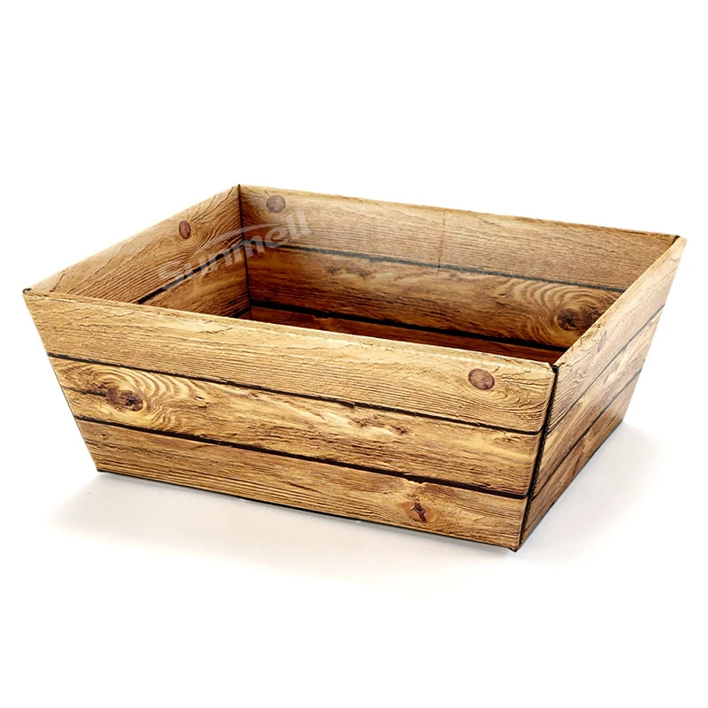 Custom Logo Large Picnic Hamper Basket Cardboard Hamper Gift Box Shallow Corrugated Folding Market Tray Gift Box