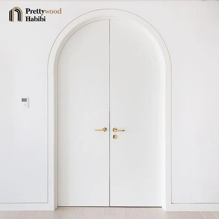 Prettywood Australia Double Arched Door Flush Design Modern Interior House Solid Wooden Round Top Door For Houses