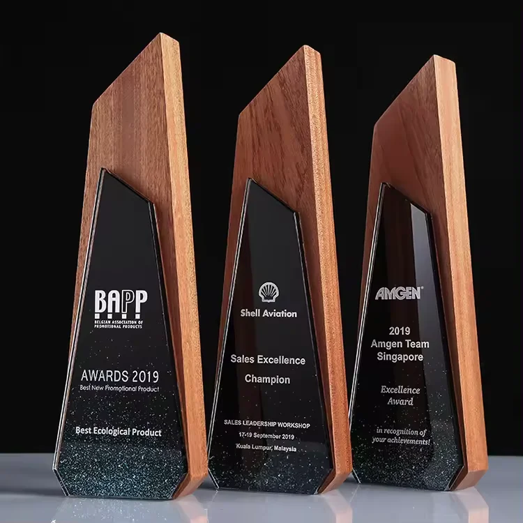 Cheap wholesale new arrivals blank wooden crystal trophy custom logo color printing crystal award cup trophy