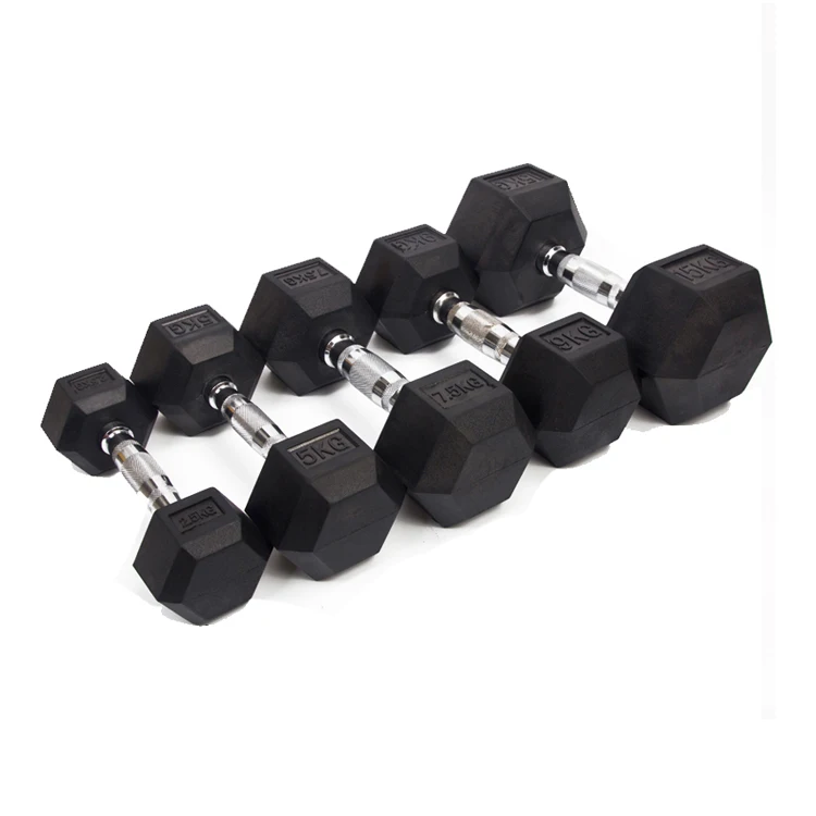 MEET 2-100LB Home Use Fitness Hex Rubber Dumbbells Gym Free Weights Rubber Coating Cast Iron Dumbbell Set