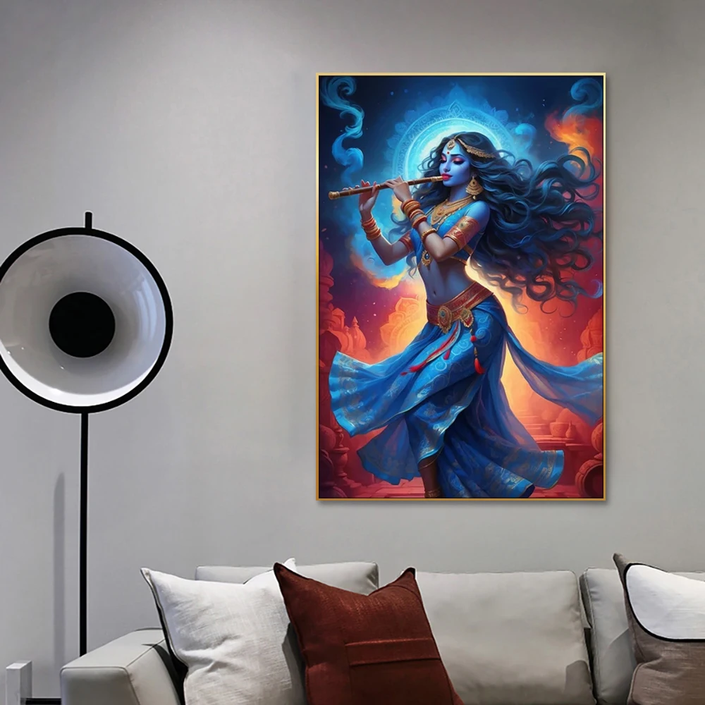 Большой Настенный декор Krishna из закаленного стекла