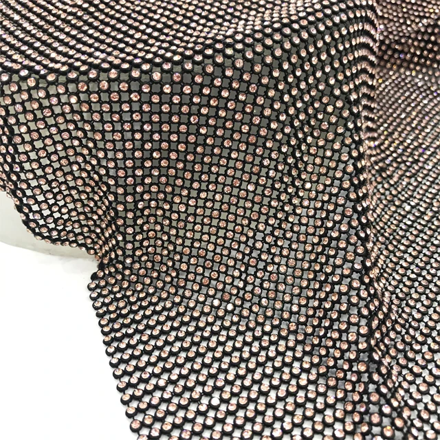 me024 Popular shining 3mm aluminum mesh trim strass rhinestone mesh without glue for dress and shoe
