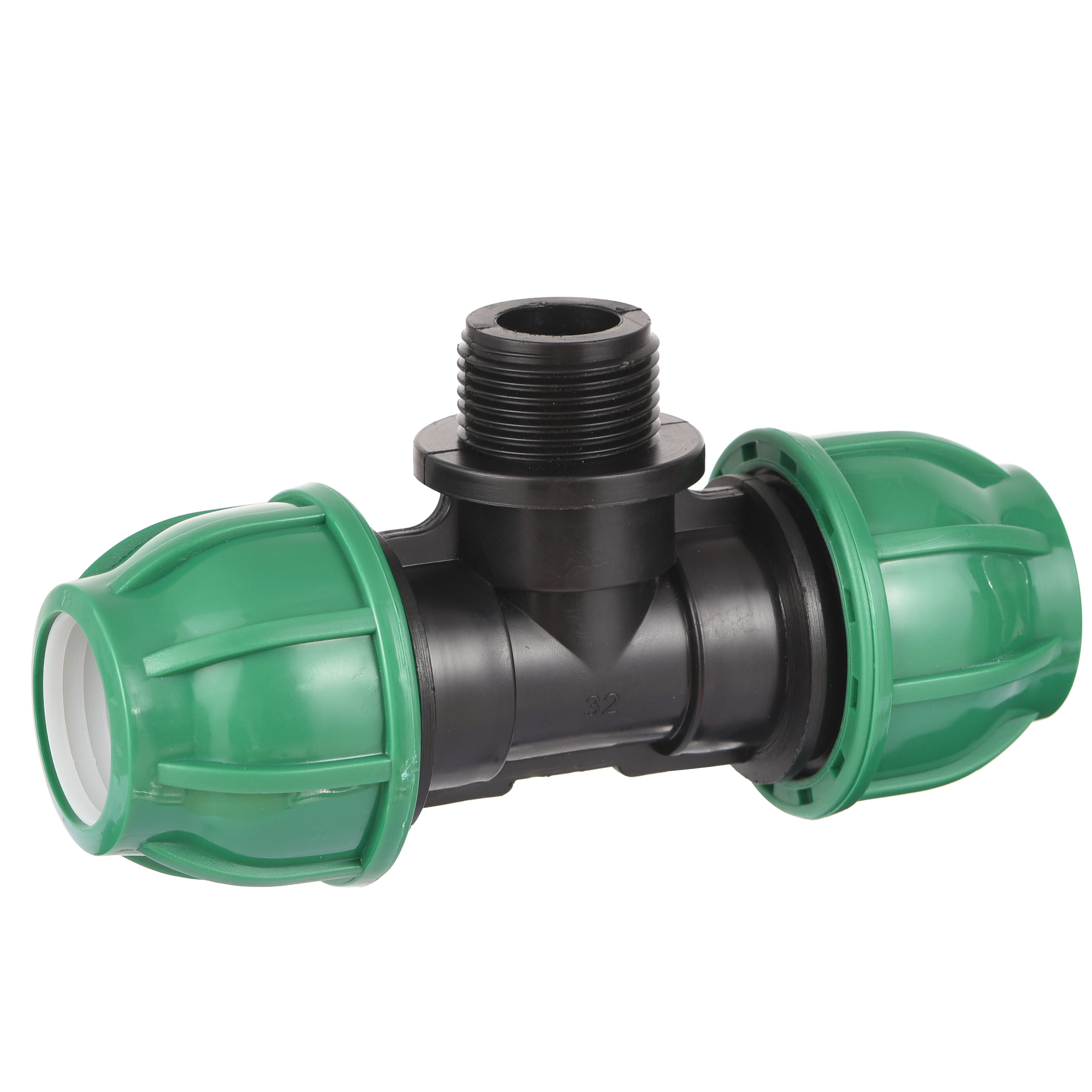 China Quality Supplier PP Pipe fittings PN10 16 PP Compression Fitting quick connector HDPE Pipe Male threaded Tee