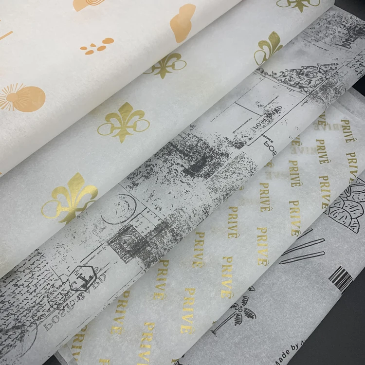 Custom Printed Foil Logo Gold Tissue Gift Paper Wrapping Paper, Packaging Paper