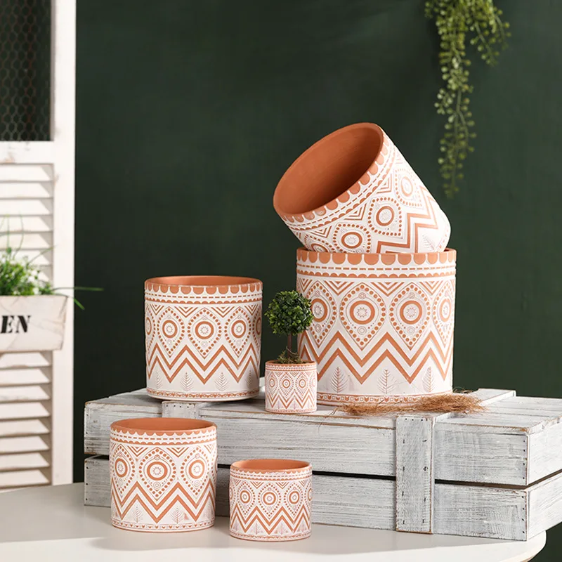 Green Terracotta Pots Indoor Outdoor Garden Supplies Fashionable Plant Set Small Succulents Flowers Wholesale Decorative Design