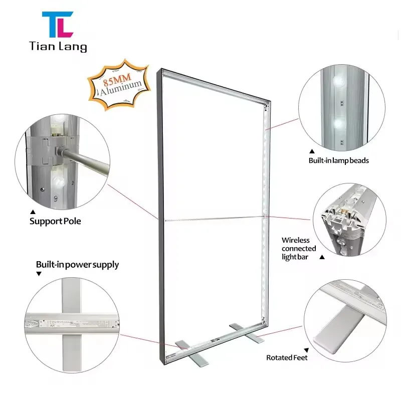 Tianlang fabric background wall pop-up Led backlight advertising light box design customization