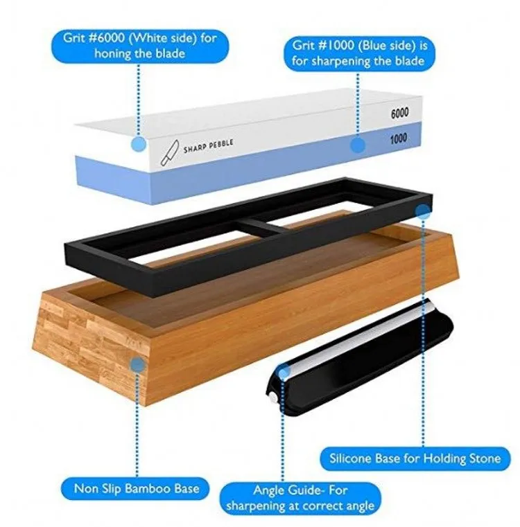 2 Grits Whetstone Set 2-Side Wet Stone Knife Sharpener Stone Sharpener Wetstone