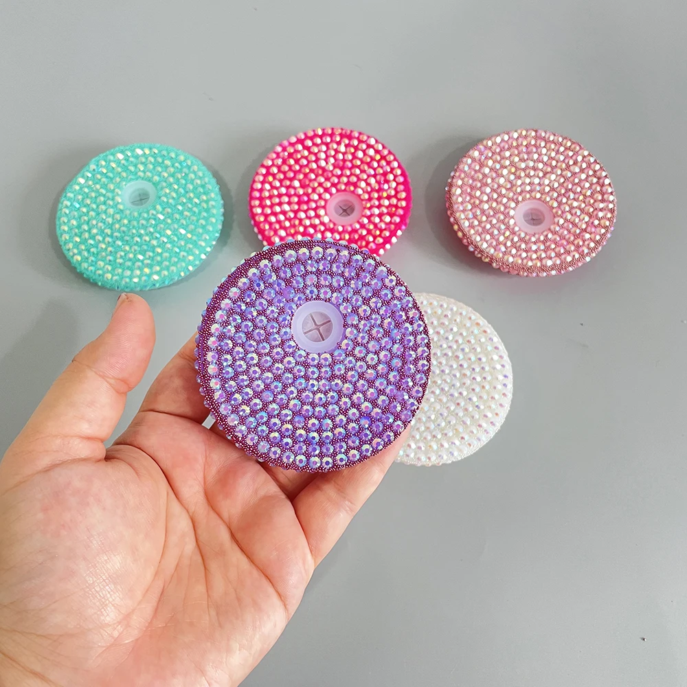 rhinestone bling Acrylic lids for 16oz 20oz glass can colorful shiny lid for 12oz 15oz double wall snow globe glass can